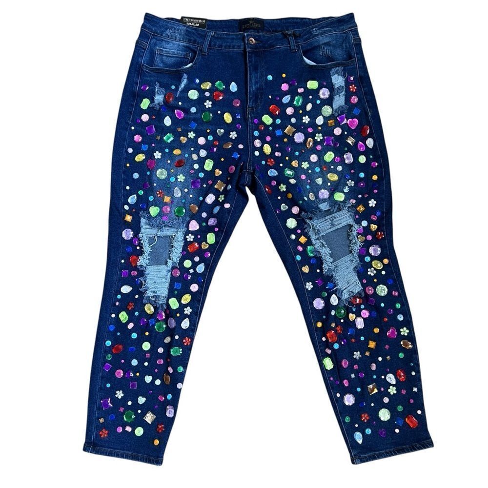 Haute Curve Embellished Stretch Jeans - Size 22